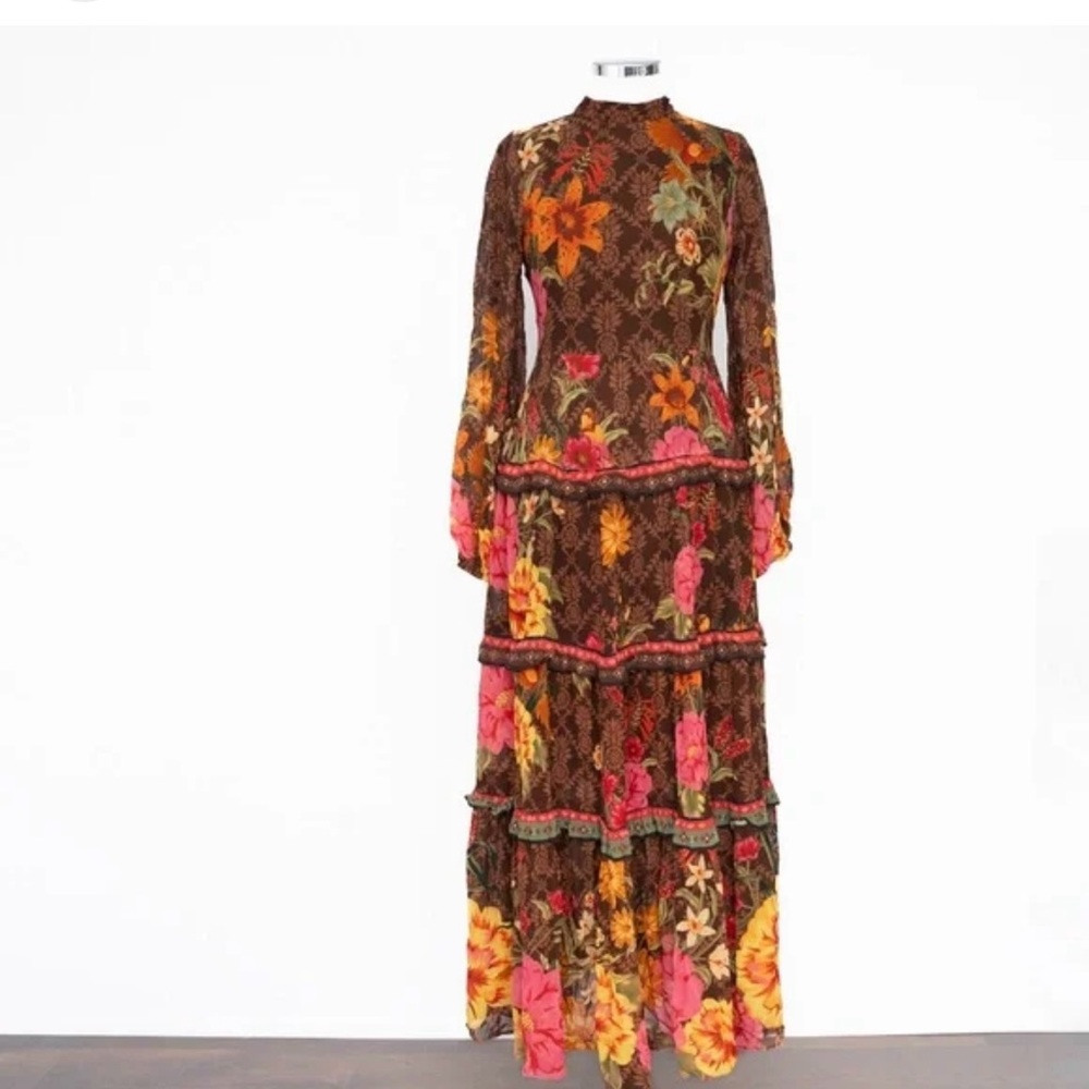 FARM Rio Vibrant Floral Long Sleeve Dress